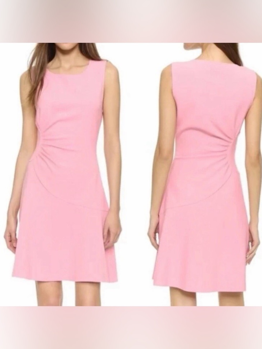 Diane von Furstenberg DVF Dayna Ruched Fit-and-Flare Dress Pink Ice (B)